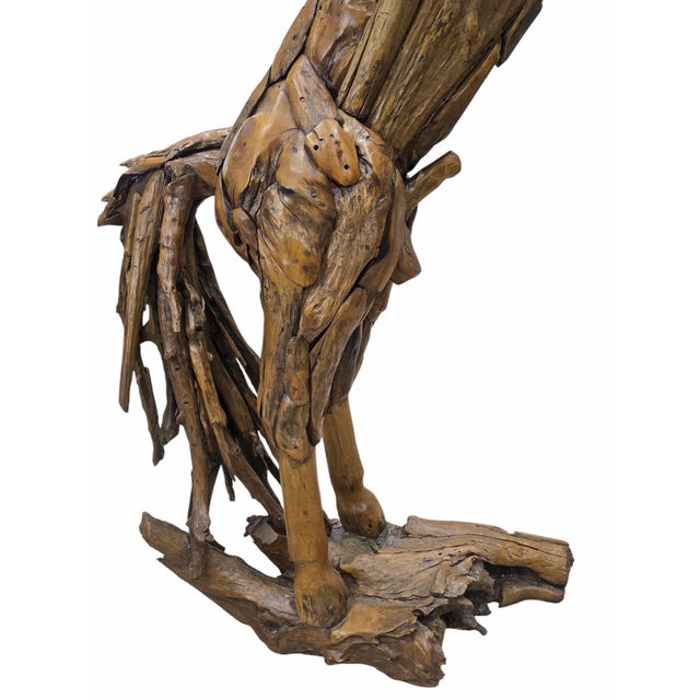 Vintage Rustic Life-Size Teak Root and Driftwood Rearing Horse Sculpture For Sale - Image 11 of 12
