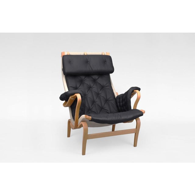Vintage Black Leather Pernilla Lounge Chair by Bruno Mathsson for Dux, 1969 For Sale - Image 6 of 6