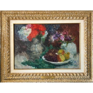 Victor Simonin, Belgian Post Impressionist Oil Painting of Flowers Victor Simonin Fauvist Master For Sale