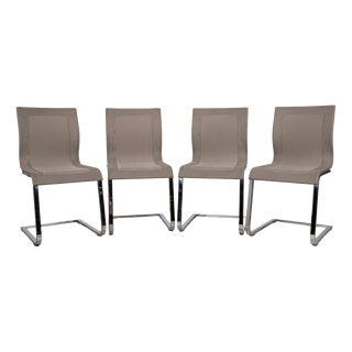Magnum Stricktex Chairs in Fabric and Chrome in Grey and Beige from Team 7, Set of 4 For Sale