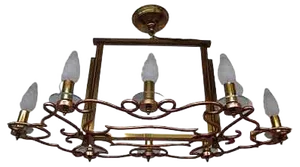 Brass and Copper Chandelier, 1940s