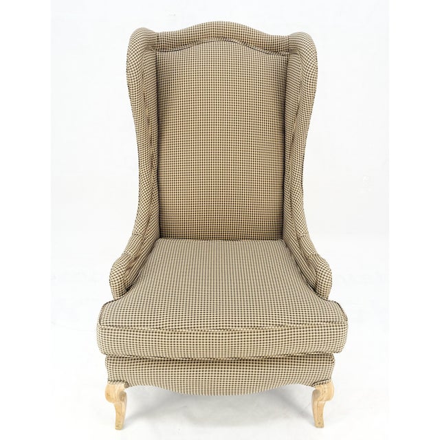 Tall Back French Provincial Cabriole Legs White Wash Finish Legs Wing Arm Chair MINT!