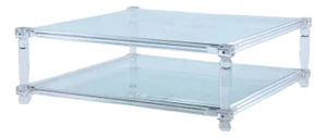 Mid Century Modern Two Tier Lucite and Glass Coffee Table