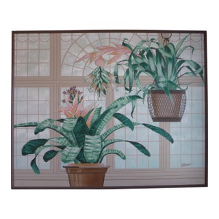 MCM Artmaster Studio (San Francisco, Ca) Acrylic on Canvas by Letterman - Potted Bromeliad For Sale