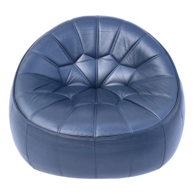 Ligne Roset Leather Ottoman Swiveling Armchair For Sale