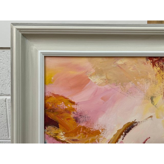 Textile Pink Orange Red & Turquoise Expressive Abstract Art on Canvas by Contemporary Artist For Sale - Image 7 of 12