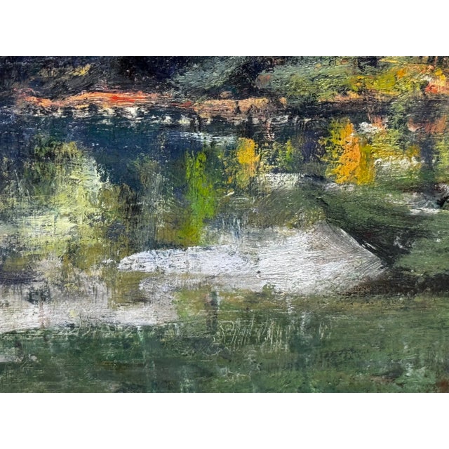 1920s Impressionist Oil Painting Fishing River Orne Normandy France by André Pré For Sale - Image 6 of 11