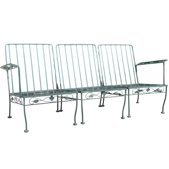 This vintage Meadowcraft three-piece modular wrought iron sofa showcases the timeless craftsmanship that made Meadowcraft...