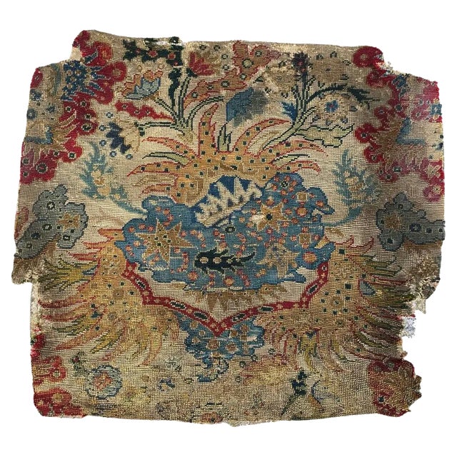 18th Century French Needlepoint Fragment Tapestry For Sale