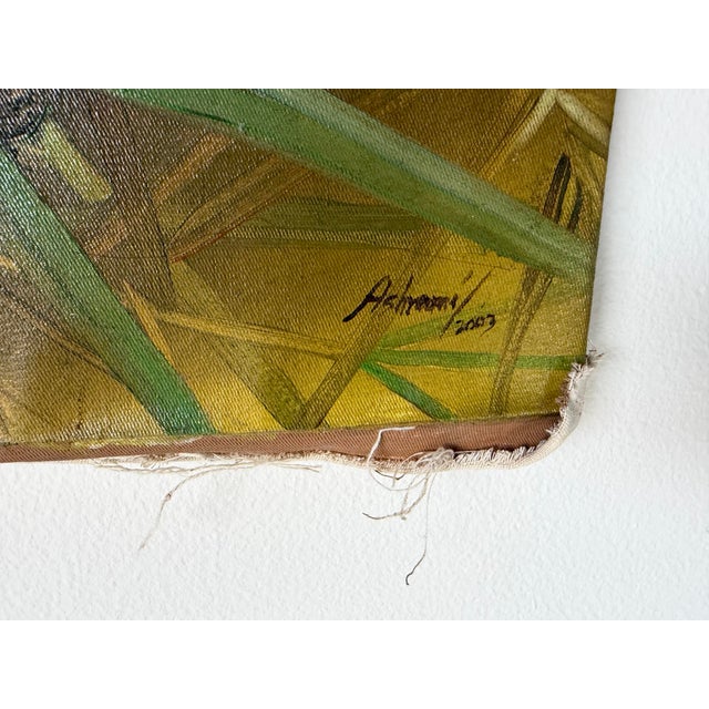 2000's Ashrami Tropical Orchids Oil on Canvas Painting – Signed, Unframed For Sale - Image 10 of 11