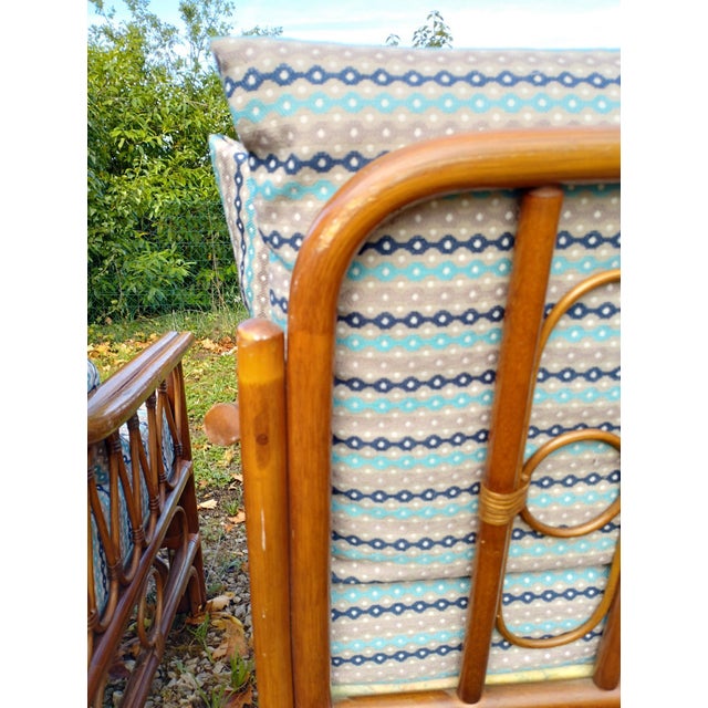 Vintage Rattan Armchairs with Quilted Seats, Set of 2 For Sale - Image 15 of 18
