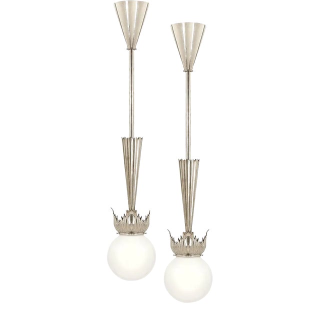 Austrian Art Deco Nickel Pendant Lamps from School of Dagobert Peche, Set of 2 For Sale