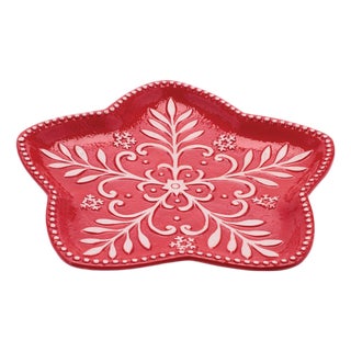 Ceramic Snowflake Plate (Set of 4) For Sale