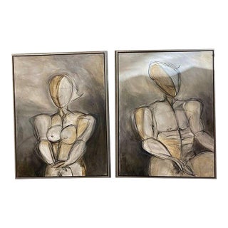 Set of 2 Oversized Original Contemporary Paintings For Sale