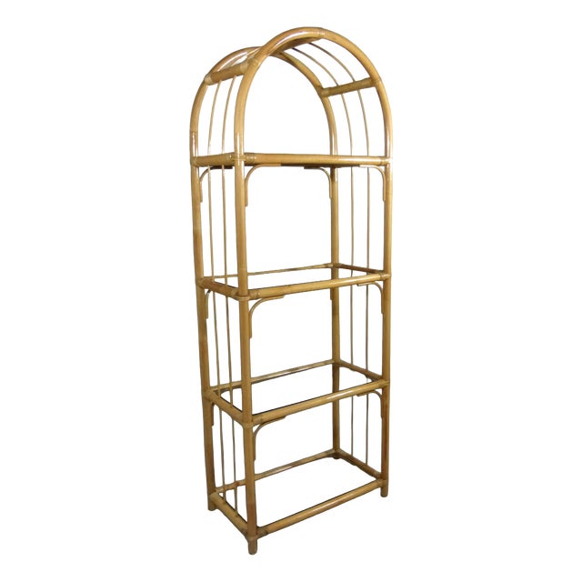 Rattan & Smoked Glass Display Rack, 1970s For Sale