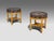 Tommi Parzinger, Charak Modern, Circular Nightstands or Bedside Tables, Bleached Mahogany, Brown Leather, Brass, USA,...