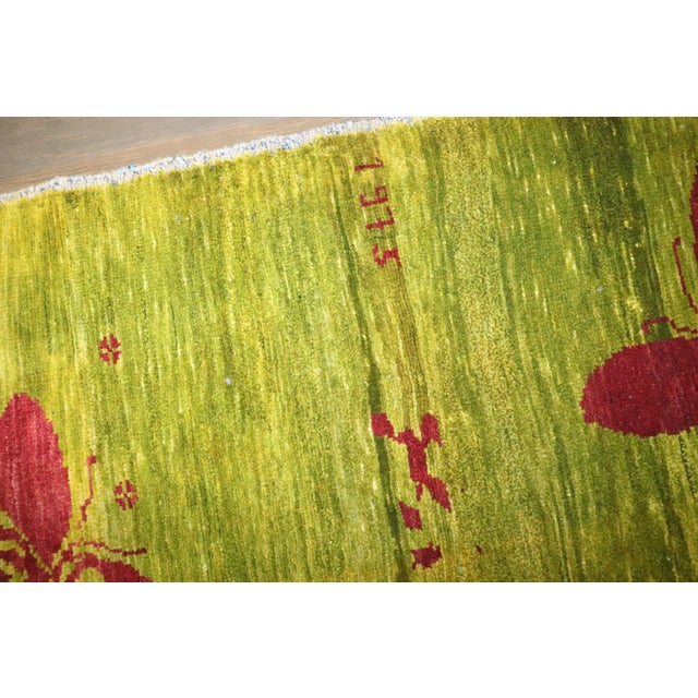 Green Turkish Anatolian Butterfly Rug dated 1975 rug no. j4972 For Sale In New York - Image 6 of 7