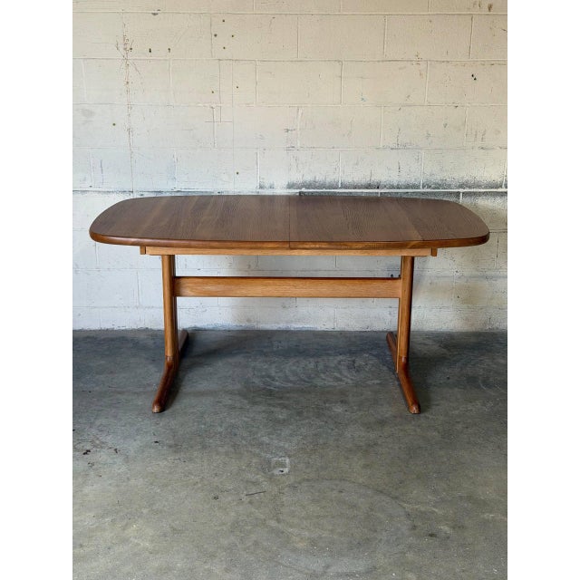 Mid-Century Modern In Style of Skovby Extendable Dining Table With 1 Leaf Danish Mid-Century Modern 1960s For Sale - Image 3 of 11