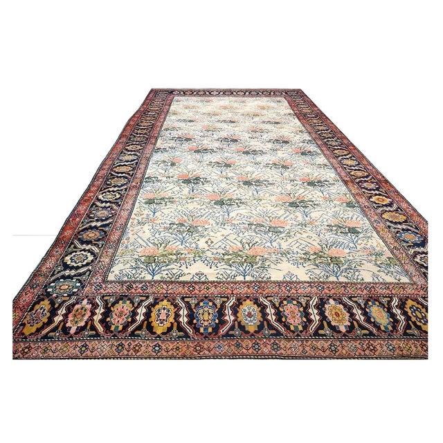 Condition: Antique Circa: 1900s Origin: Persia Design: Malayer Actual size: 10'9"x18'3" Thickness: 1/4" Color: Ivory,...