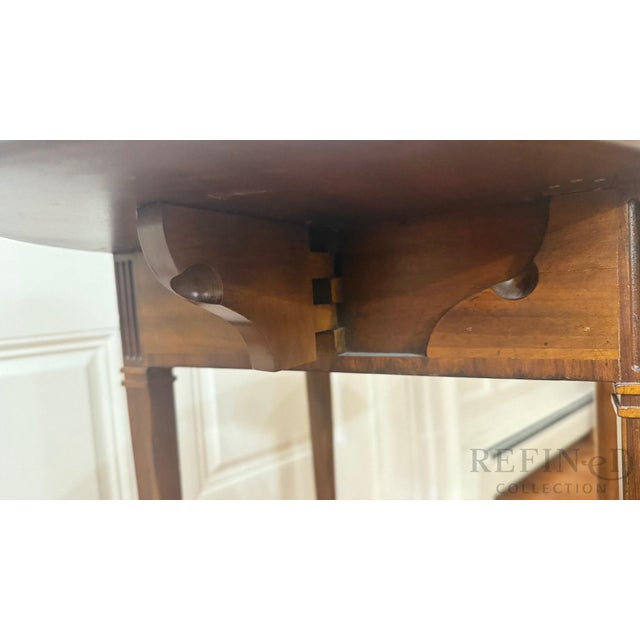 Vintage Maitland-Smith Drop Leaf Side Table With Painted Faux Marquetry, Brass Casters For Sale - Image 12 of 15