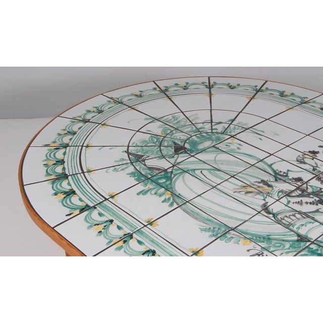 Pine Coffee Table with Painted Tiles by Bjørn Wiinblad, 1970s For Sale - Image 3 of 8