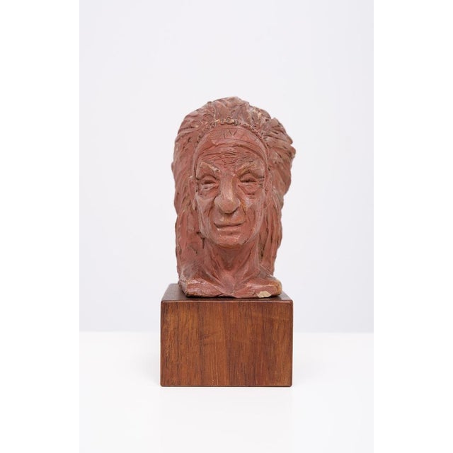 Small Terracotta Indian Bust, 1960s For Sale - Image 4 of 11