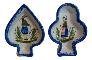 Quimper Spade & Club Shape Butter Pats - a Pair