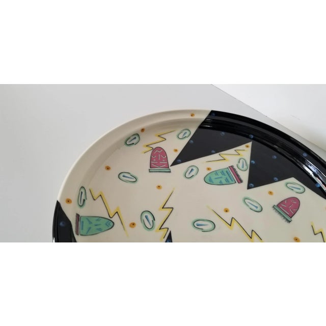 1980s 1980s Kelly Swope Postmodern-Style Hand-Painted Decorative Pottery Plate For Sale - Image 5 of 10