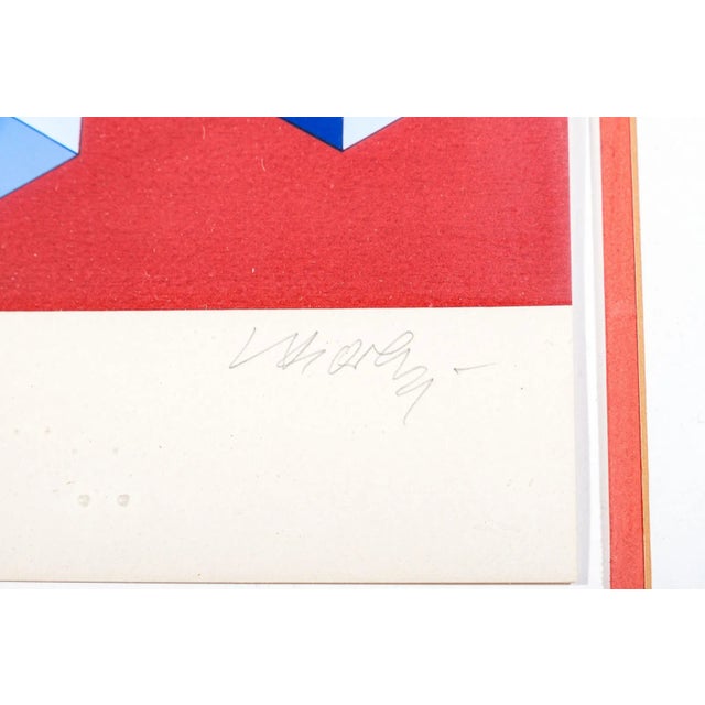 Contemporary Victor Vasarely "Cubic Blues" Lithograph - Signed and Numbered by the Artist, C. 1970s - Framed For Sale - Image 3 of 5