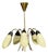 1950s Mid-Century Modern German Modern, Five-Light Chandelier, Brass, Metal, Glass For Sale