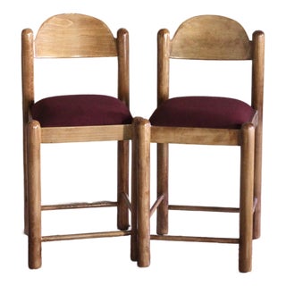 1970s Set of 2 Lowenstein Padova Style Stools With Ox Blood Seats For Sale