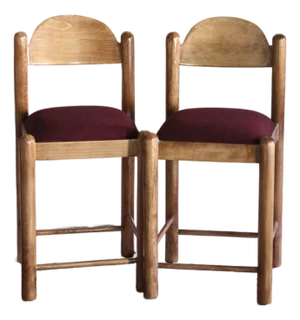 1970s Set of 2 Lowenstein Padova Style Stools With Ox Blood Seats