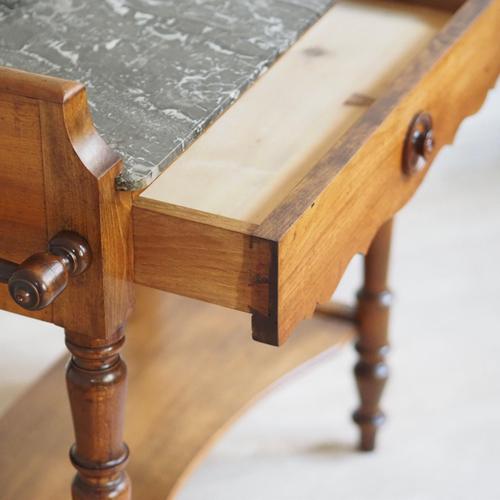 Wood French Louis Philippe Style Marble Washstand or Console Table, 1890s For Sale - Image 7 of 18