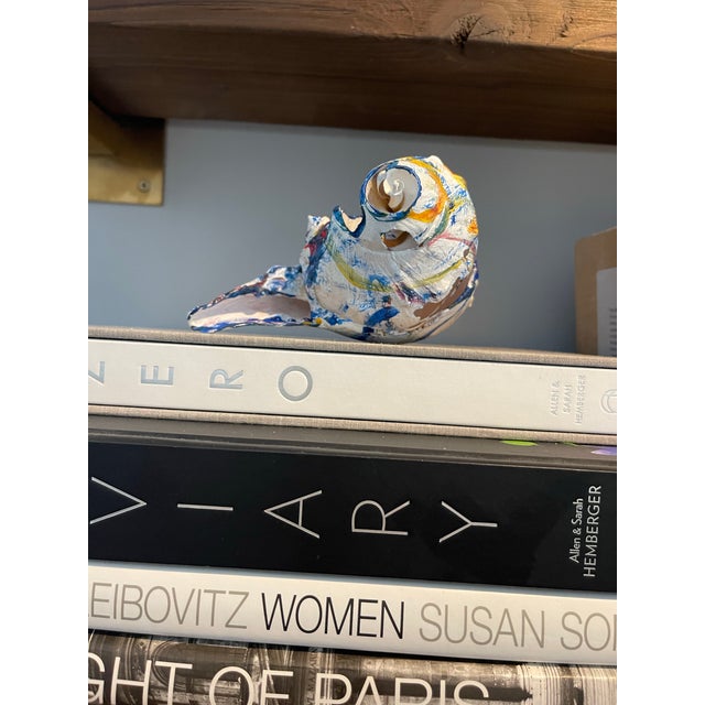 "Mondrian’s Dream Wave”: Signed by Artist Cheryl Fudge Nantucket Modern Abstraction Painted Shell Sculpture For Sale In Nantucket - Image 6 of 12