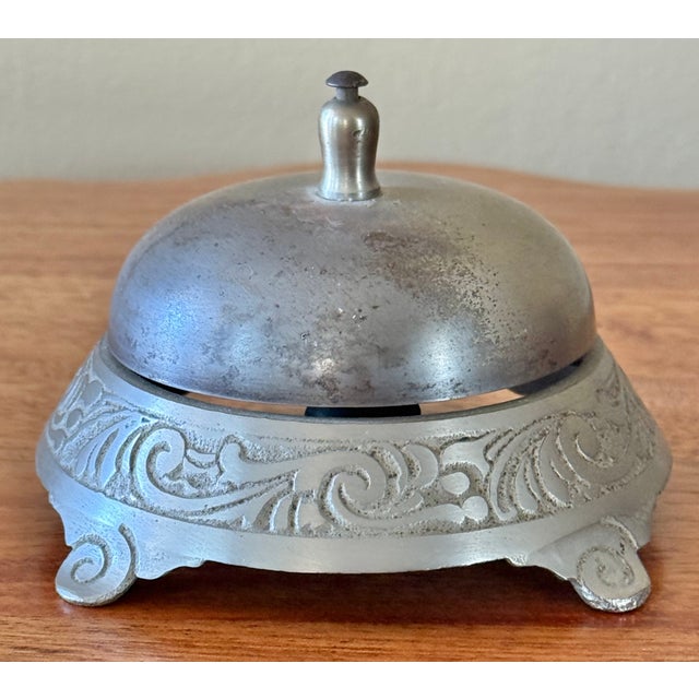 American Vintage Silver Toned Hotel Counter Bell For Sale - Image 3 of 8