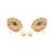 6.32ct Cabochon Turquoise Pink Sapphire & Diamond Floral Stud Earrings 14k Gold- A Pair For Sale - Image 10 of 13