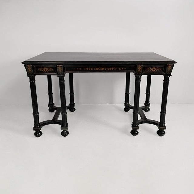 Black Antique Italian Wooden Desk, 1800s For Sale - Image 8 of 13