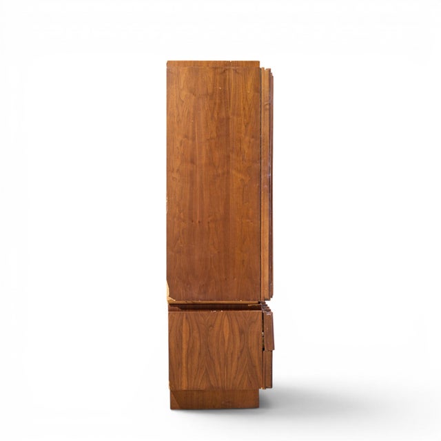 Tobago Brutalist Mid Century Walnut Armoire Dresser For Sale - Image 4 of 9