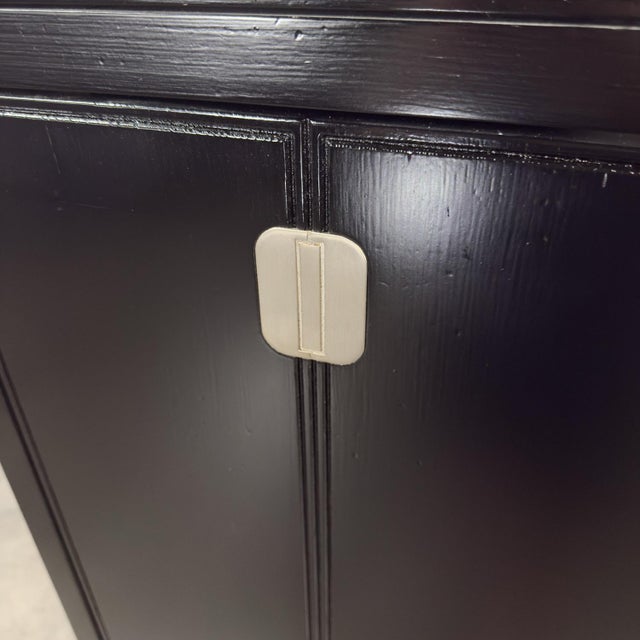 Black Mid to Late 20th Century Modern Campaign Henredon Black Entertainment Cabinet or Armoire For Sale - Image 8 of 18