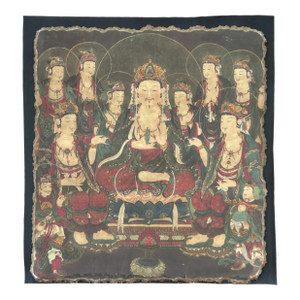 Oriental Tong Dynasty Style Bodhisattva Painting on Paper Mache Wall Art