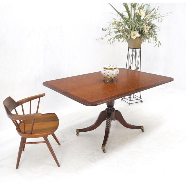 1940s Large Rectangle Round Corners Flip Top Dining Breakfast Table Rosewood Banding For Sale - Image 5 of 12