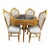 1970s Italian Baroque Gold Leaf Marble White Leather Dining Set – 5pcs For Sale