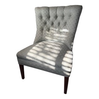 Vintage Sage Green Tufted Slipper Chair For Sale