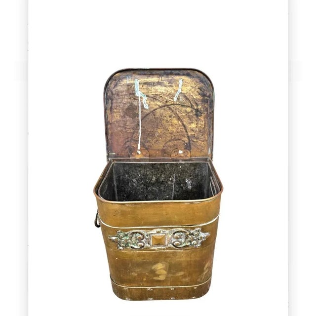Early 20th Century Art Deco Brass Fireplace Fuel Bucket For Sale - Image 9 of 9