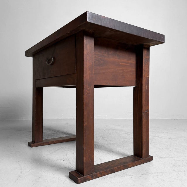 Japanese Minimalist Side Table with Drawer, 1920s For Sale - Image 6 of 12