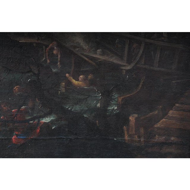 Ottoman oil painting, monumental battle scene, circa 1740. Monumental oil on canvas painting, wide-scale combat scenes of...