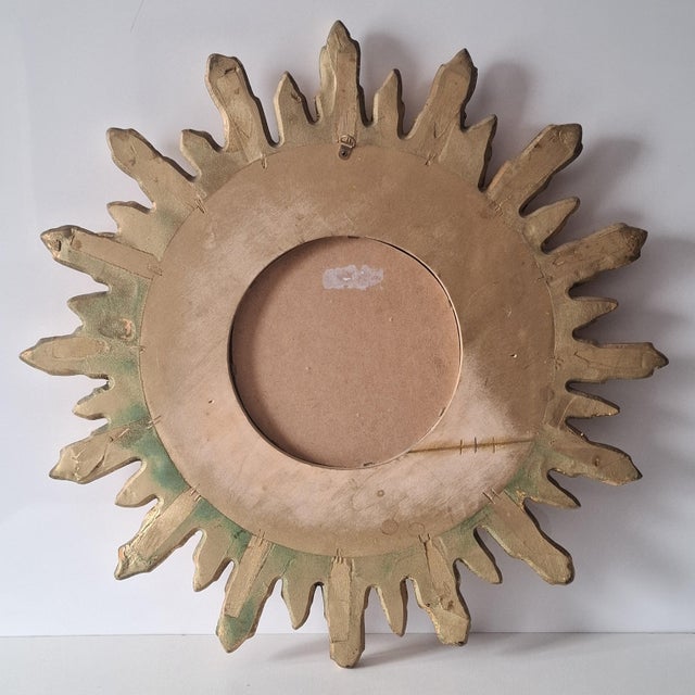 Gold Large Sunburst Wall Mirror, Italy, 1960s For Sale - Image 8 of 15