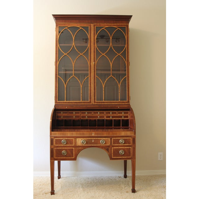 Hickory Chair Furniture Company 1990s Hickory Chair Mount Vernon Collection Mahogany Tambour Secretary Desk & Bookcase For Sale - Image 4 of 15