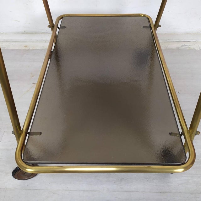 Gold Vintage Brass Bar Trolley, 1950s For Sale - Image 8 of 15