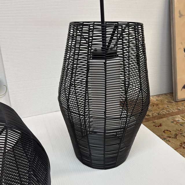 Arhaus Coastal Style Black Pendants, Pair For Sale - Image 12 of 16
